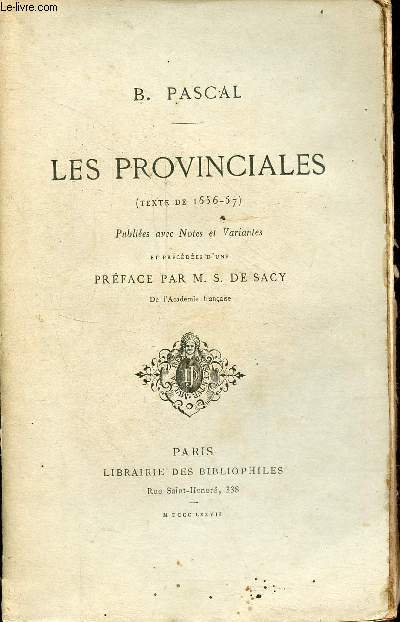 Les provinciales (texte de 1656-57).