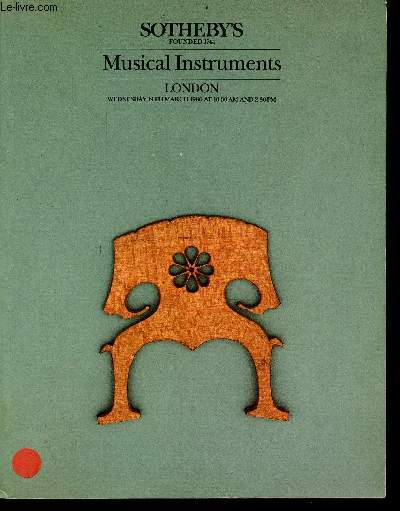 Catalogue de ventes aux enchres - Musical Instruments London wednesday 19th march 1986.