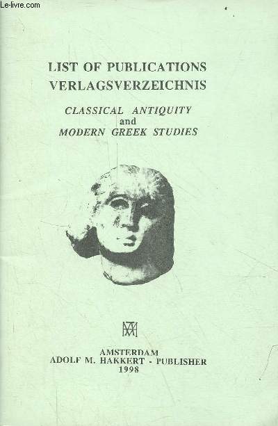 List of publications verlagsverzeichnis classical antiquity and modern greek studies.