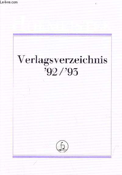 Hofmeister verlagsverzeichnis 92/93.