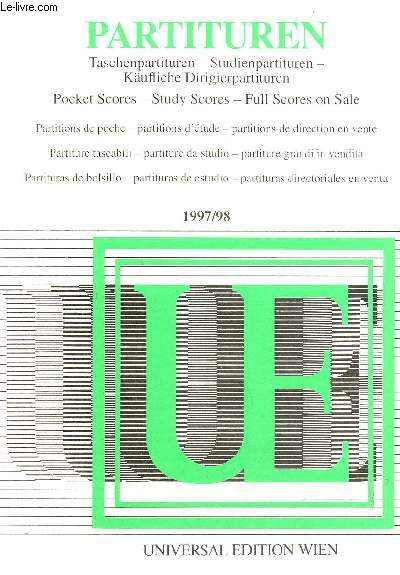 Partituren taschenpartituren - studienpartituren - kufliche dirigierpartituren - pocket scores - study scores - full scores on sale 1997/98.