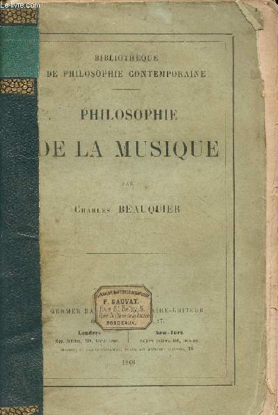 Philosophie de la musique - Collection bibliothque de philosophie contemporaine.