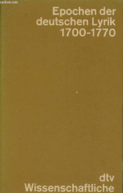 Epochen der deutschen lyrik 1700-1770 band 5 - Gedichte 1700-1770 nach den erstdrucken in zeitlicher folge.