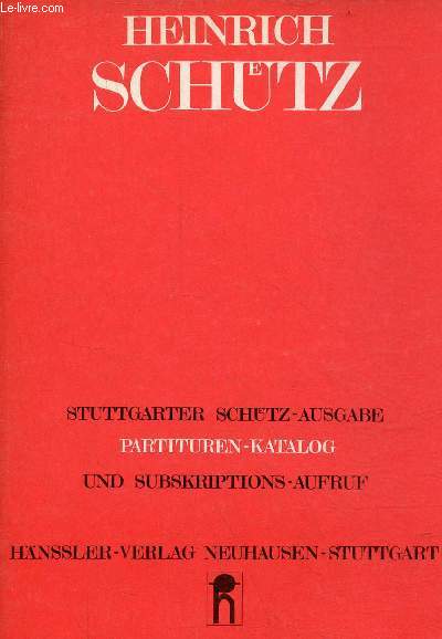 Stuttgarter schutz-ausgabe - Partiturenkatalog zum Schtz-Jahr 1972.