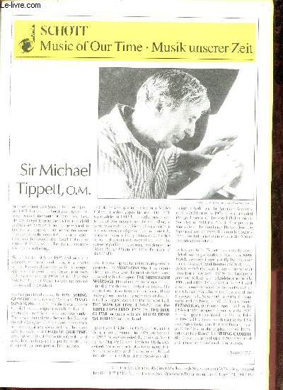 Schott Music of Our Time - Musik unserer Zeit - Sir Michael Tippett o.m.