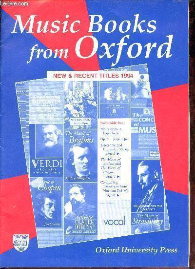 Music Books from Oxford new & recent titles 1994.