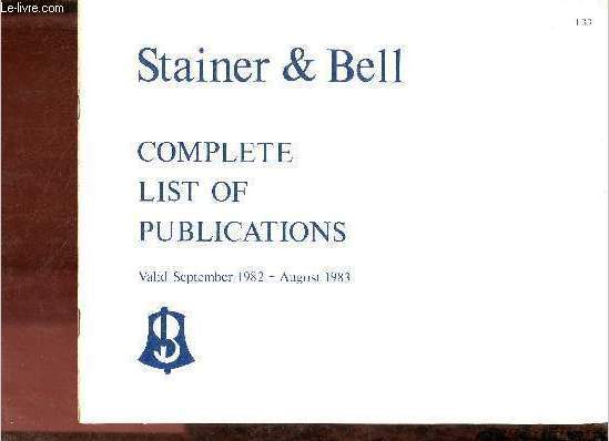 Stainer & Bell complete list of publications valid september 1982 - august 1983.