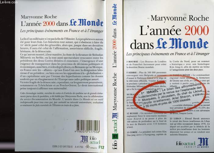 L'ANNEE 2000 DANS LE MONDE.LES PRINCIPAUX EVENEMENTS EN FRANCE ET A L ETRANGER.