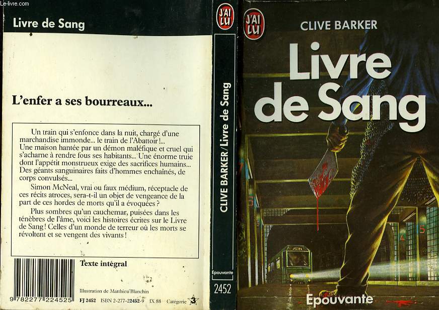 LIVRE DE SANG - CLIVE BARKER'S BOOK OF BLOOD, VOLUME 1
