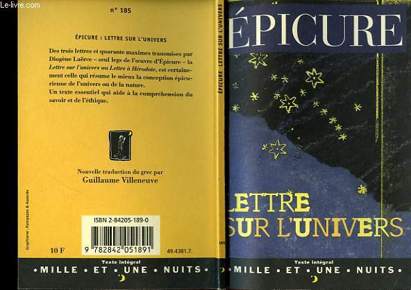 EPICURE: LETTRE SUR L'UNIVER