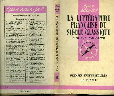 Que sais-je? N 95 La littrature du sicle classique