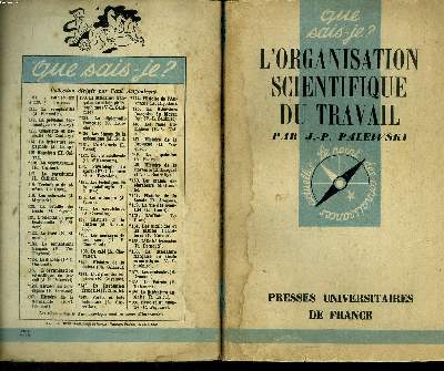 Que sais-je? N 125 L'organisation scientifique du travail