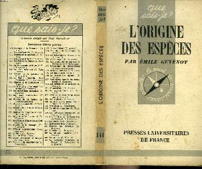 Que sais-je? N 141 L'origine des espces