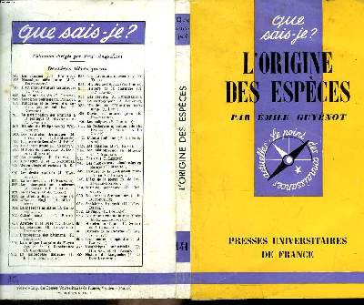 Que sais-je? N 141 L'origine des espces