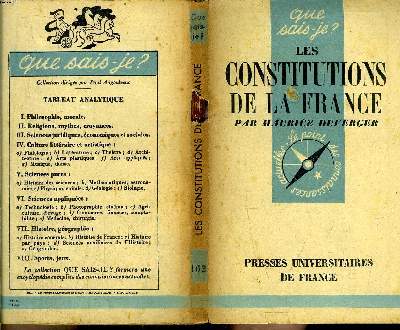 Que sais-je? N 162 Les constitutions de la France