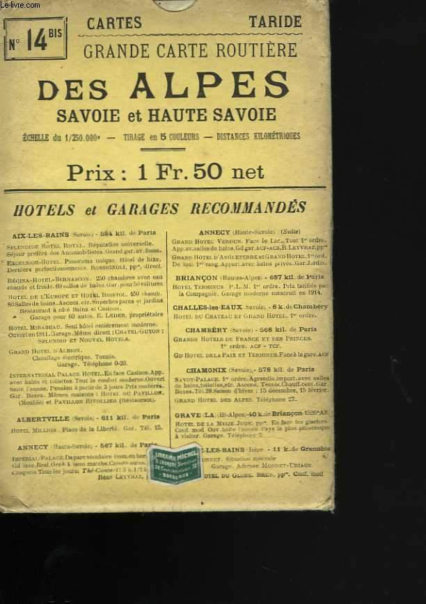 Grande carte routire des Alpes. Savoie et Haute Savoie