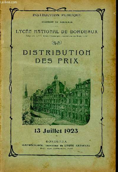 Distribution des Prix. 13 juillet 1923