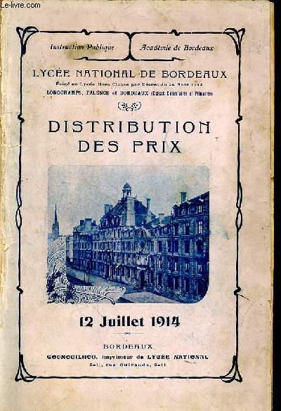 Distribution des Prix. 12 Juillet 1914