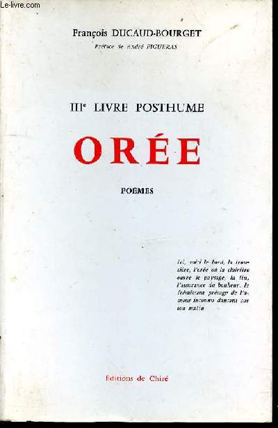 III Livre Posthume. Ore. Pomes