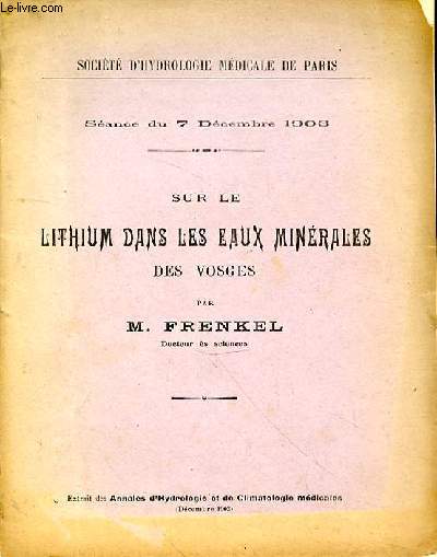 Sur le lithium dans les eaux minrales des Vosges