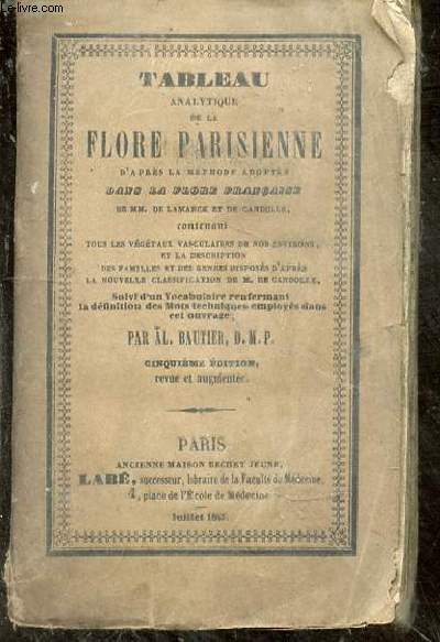 Tableau analytique de la flore parisienne d'aprs la mthode adopte dans la flore franaise de MM. de Lamarck et de Candolle