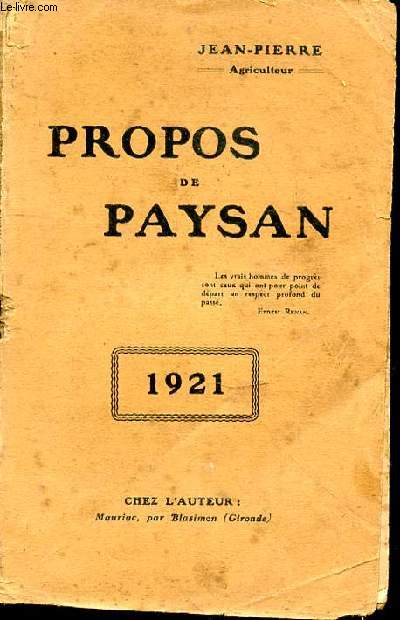 Propos de paysan. 1921