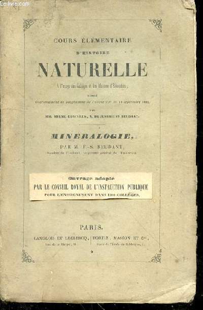 Cours lmentaire d'histoire naturelle  l'usage des Collges et des maisons d'ducation