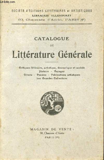 Catalogue de littérature générale