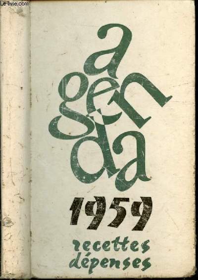 Agenda. Recettes et Dpenses. 1959