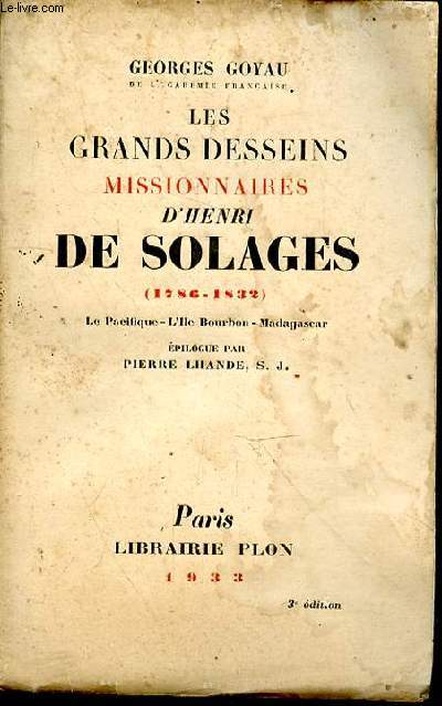 Les grands desseins missionnaires d'Henri DE SOLAGES