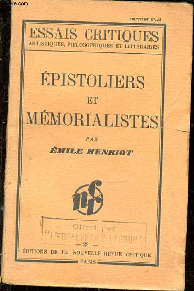 Epistoliers et mmoralistes