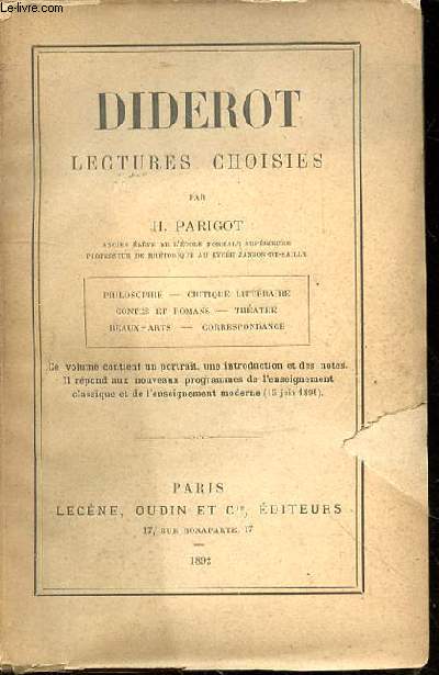 Diderot. Lecture choisies