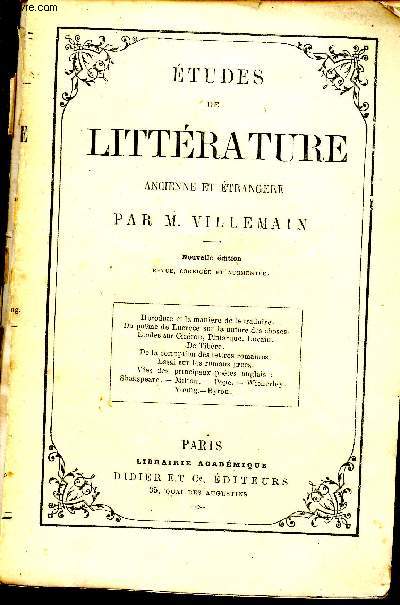 Etudes de littrature ancienne et trangre