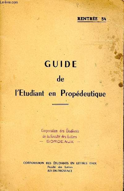 Guide de l'étudiant en propédeutique