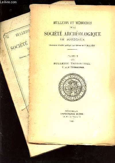 Bulletin et mémoires de la société archéologique de Bordeaux