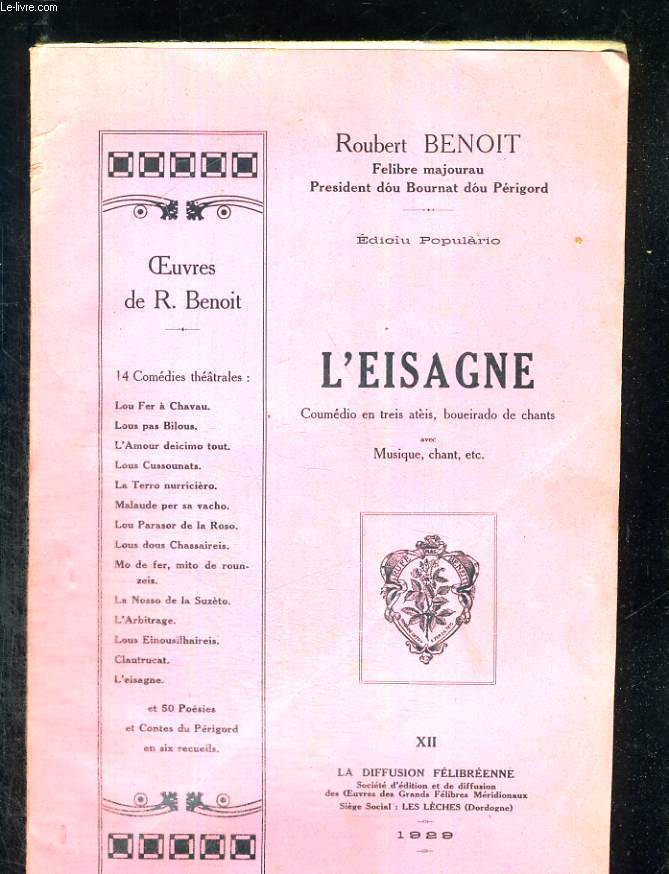 L'Eisagne. Comdie en trois actes avec musique et chant.