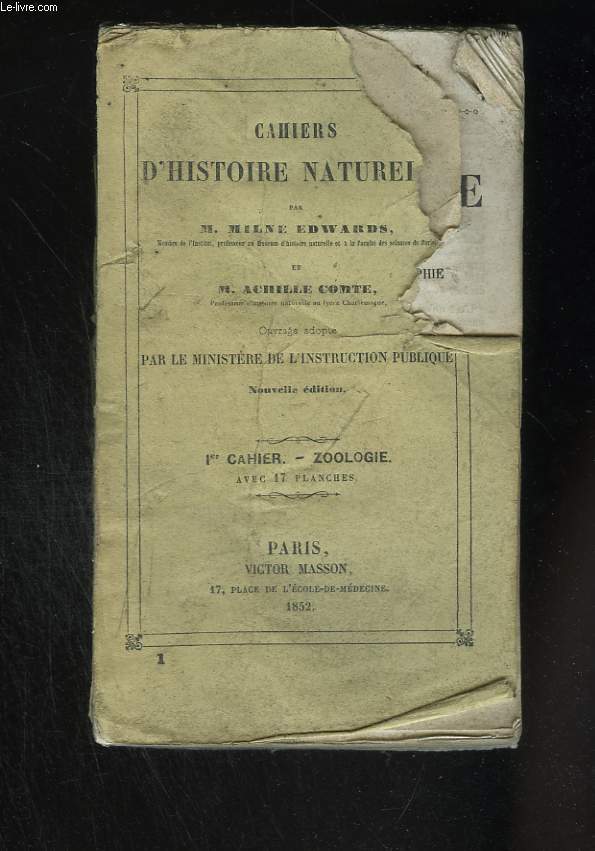 Cahiers d'histoire naturelle. 1er cahier : Zoologie