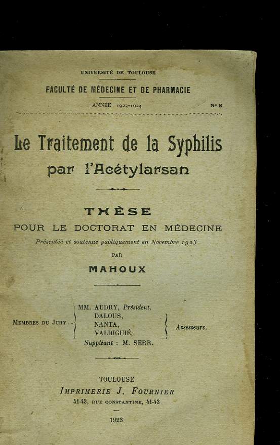 Le traitement de la Syphilis par l'Actylarsan