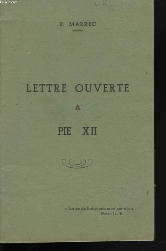 Lettre ouvere  Pie XII