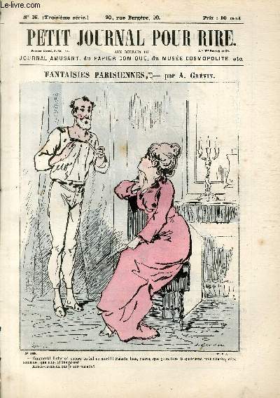 Petit journal pour rire N26 de la 3 srie, Fantaisies parisiennes par Grvin.