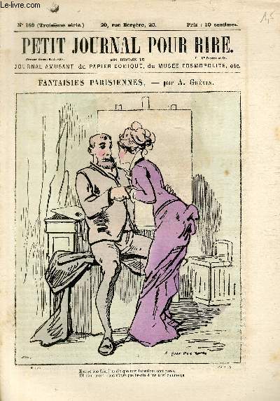 Petit journal pour rire N169 de la 3 srie, Fantaisies parisiennes par Grvin.