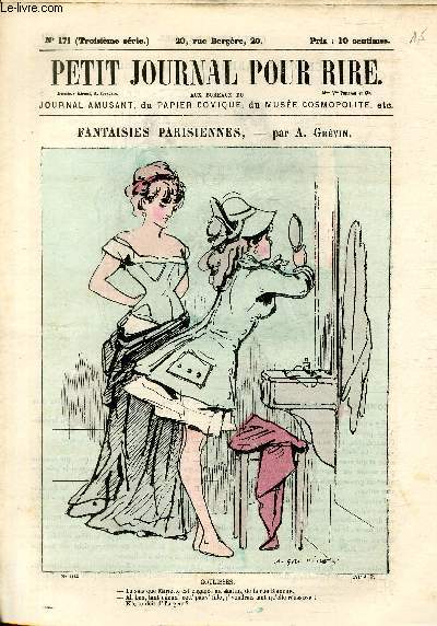Petit journal pour rire N171 de la 3 srie, Fantaisies parisiennes par Grvin.
