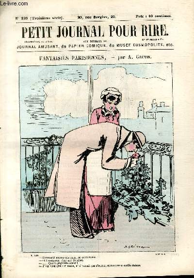 Petit journal pour rire N220 de la 3 srie, Fantaisies parisiennes par Grvin.