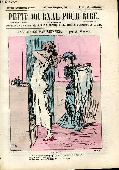 Petit journal pour rire N225 de la 3 srie, Fantaisies parisiennes par Grvin.
