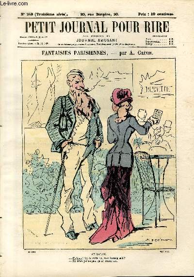 Petit journal pour rire N249 de la 3 srie, Fantaisies parisiennes par Grvin.