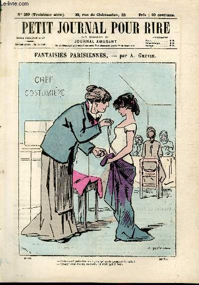 Petit journal pour rire N289 de la 3 srie, Fantaisies parisiennes par Grvin.