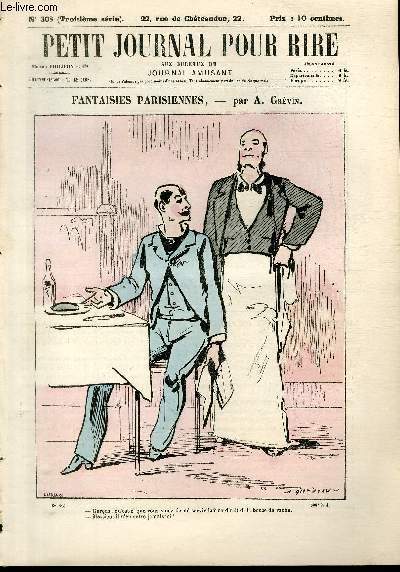 Petit journal pour rire N308 de la 3 srie, Fantaisies parisiennes par Grvin.