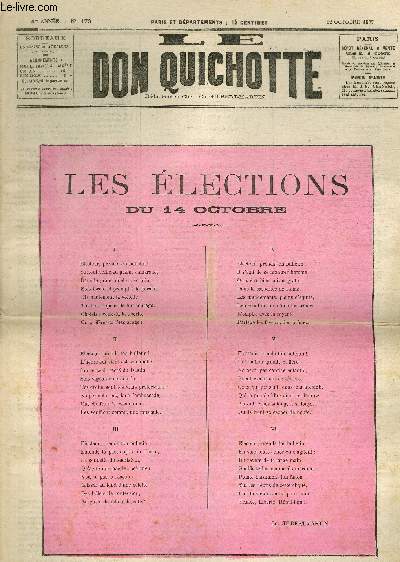 Le Don Quichotte N173, Les lections du 14 octobre.