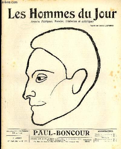 LES HOMMES DU JOUR N 175. PAUL BONCOUR.