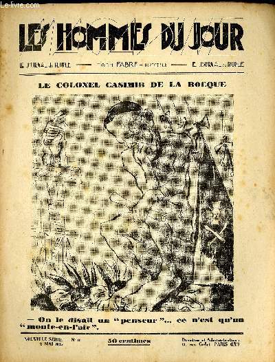 LES HOMMES DU JOUR, Nouvelle srie magazine N11. Le colonel Casimir de la Rocque.